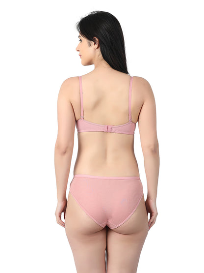demi cup bra penty set skin back view