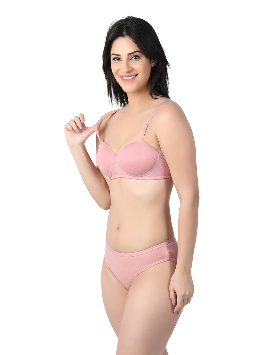 demi cup bra penty set skin left view