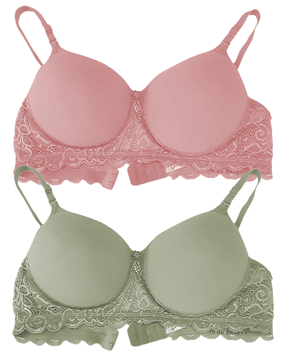 Padded Bra Set For Women Peach Green